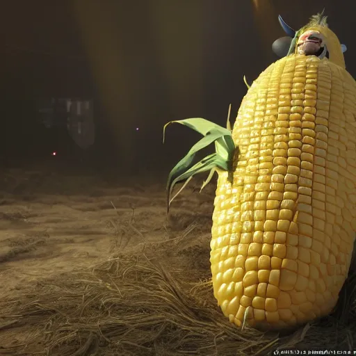 Image similar to hyperrealistic dslr film still of billy mays disguised as corn on the cob, stunning 8 k octane comprehensive 3 d render, inspired by istvan sandorfi & greg rutkowski & unreal engine, perfect symmetry, dim volumetric cinematic lighting, extremely hyper - detailed, incredibly real lifelike attributes & flesh texture, intricate, masterpiece, artstation, stunning