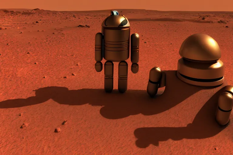 Image similar to realistic human - like man android on mars sci - fi low effort realistic ambient light and shadow