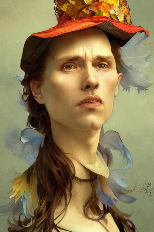 Prompt: ultra realistic illustration, vincent van goh wearing a party hat, elegant, highly detailed, digital painting, concept art, smooth, sharp focus, illustration, art by artgerm and greg rutkowski and alphonse mucha