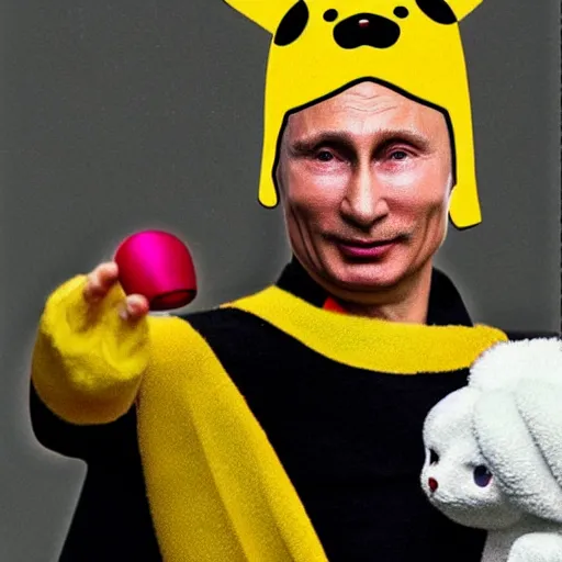 Image similar to Vladimir Putin dressed up as a pikachu ballerina, photo by Annie Liebovitz