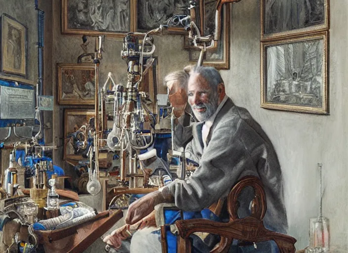 Prompt: a highly detailed king portrait of a dentist, james gurney, james jean