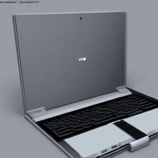 Image similar to drawing of innovative concept laptop by Japanese engineers, blade runner style, 3d, photorealism