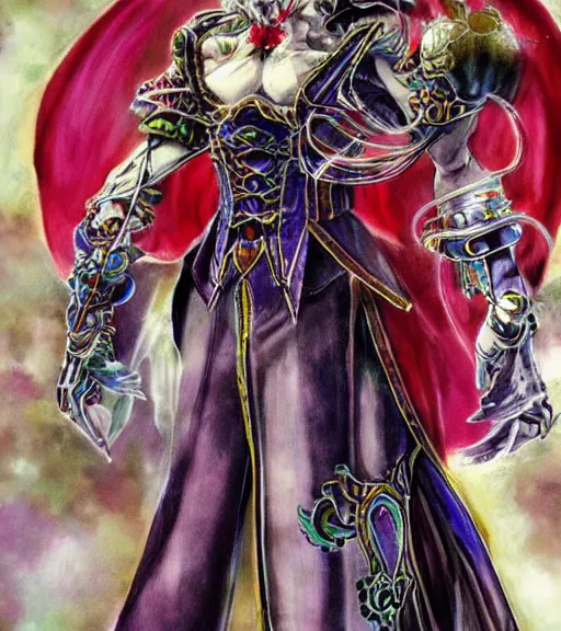 Image similar to kefka palazzo using a smartphone!!!!!!! by yoshitaka amano, concept art