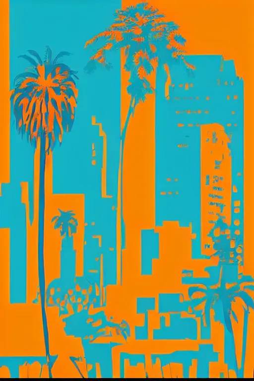 Image similar to minimalist boho style art of colorful los angeles, illustration, vector art