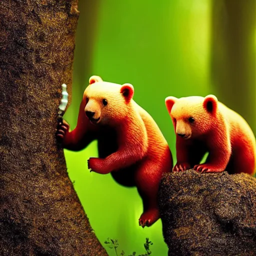 Image similar to national geographic photos of wild gummy bears, wildlife photography