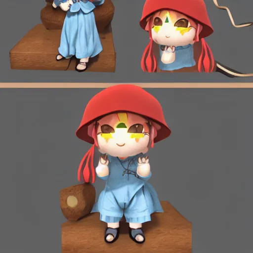 Image similar to cute fumo plush of the boy who runs the local inn in an rpg village, npc villager, vray