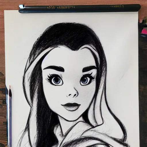 Image similar to milt kahl pencil sketch of chloe grace moretz as snow white