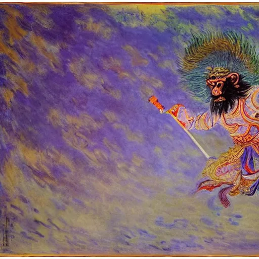 Image similar to The monkey king of China, Journey to the west, Claude Monet