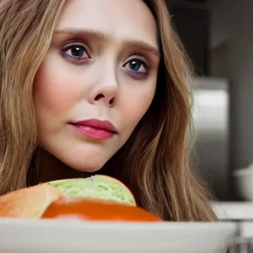 Prompt: elizabeth olsen cooking in kitchen, highly detailed, photorealistic portrait, bright studio setting, studio lighting, crisp quality and light reflections, unreal engine 5 quality render