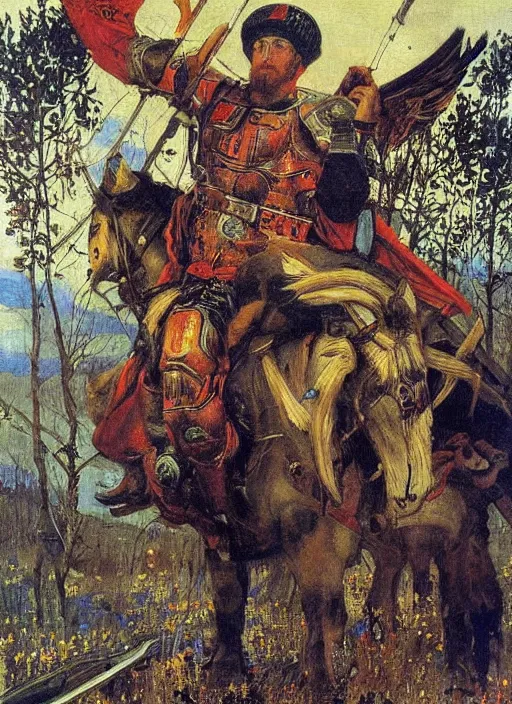 Prompt: painting Heroes (Bogatyri) Viktor Vasnetsov