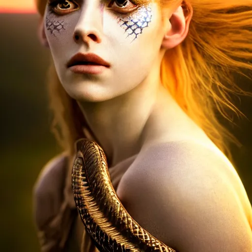 Prompt: photographic portrait of a stunningly beautiful renaissance female with celtic tribal makeup in soft dreamy light at sunset, contemporary fashion shoot, by edward robert hughes, annie leibovitz and steve mccurry, david lazar, jimmy nelsson, breathtaking, 8 k resolution, extremely detailed, beautiful, establishing shot, artistic, hyperrealistic, beautiful face, octane render