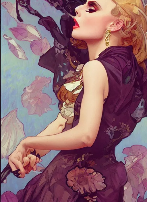 Image similar to katya, drag queen, painting by artgerm and greg rutkowski and alphonse mucha