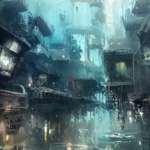 Prompt: highly detailed underwater city painted by jeremy mann