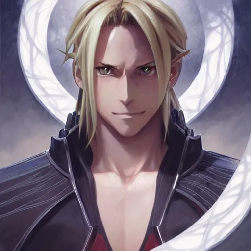 Image similar to Edward Elric from Fullmetal Alchemist, fantasy, intricate, elegant, highly detailed, digital painting, artstation, concept art, matte, sharp focus, illustration, art by Artgerm and Greg Rutkowski and Alphonse Mucha