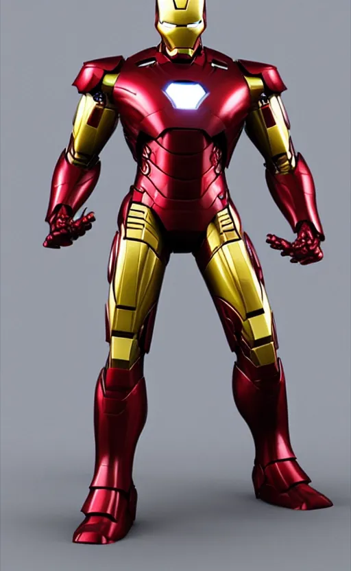 Image similar to full body shot of Iron man in a dynamic pose, high detail, complex