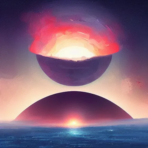 Image similar to a black hole as the sunset of the universe, by anato finnstark, by alena aenami, by john harris, by ross tran, by wlop, by andreas rocha