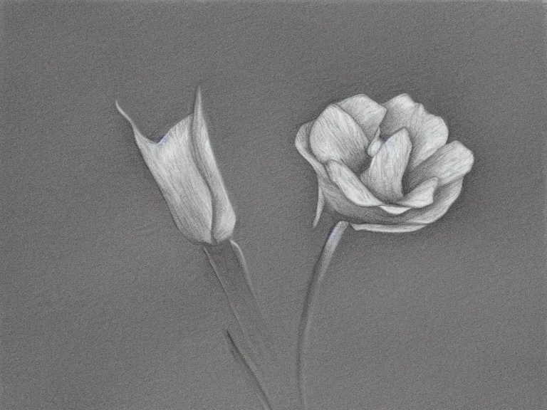 Prompt: a pencil drawing of one single flower on a window sill. by pen tacular