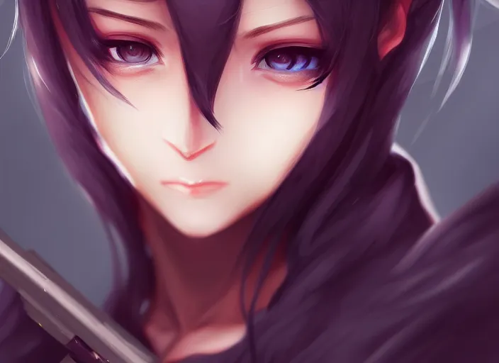 Prompt: a portrait of a beautiful confident assassin woman, finely detailed features, closeup at the faces, perfect art, at a deserted city, gapmoe yandere grimdark, trending on pixiv fanbox, painted by, loish