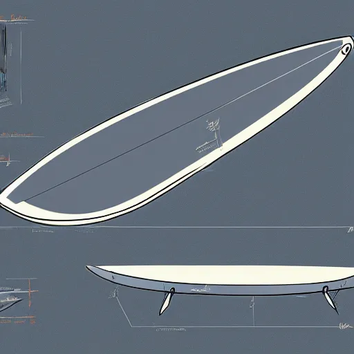 Image similar to blueprint of a surfboard shaped by firewire, technical sketch, high detail, high resolution, 8 k resolution