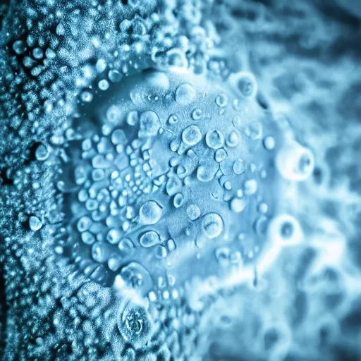Prompt: amoeba eating infusoria, beautiful macro photography, cold ambient light