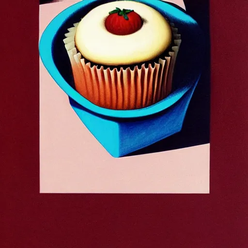 Prompt: cupcake drawn by george tooker