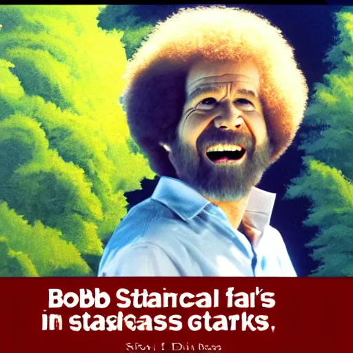 Image similar to bob ross screaming in a cathedral