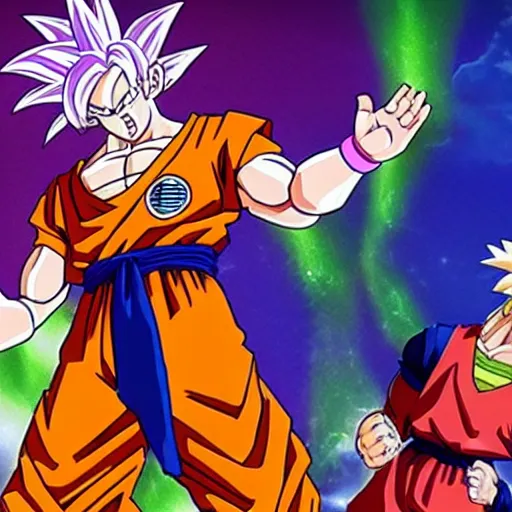 Image similar to Camera footage of Dragon Ball Z: The Musical, 4k, full image, old photograph, stage