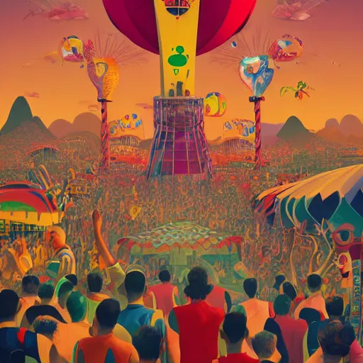 Image similar to carnival in rio de janiero by paolo eleuteri serpieri and tomer hanuka and chesley bonestell and daniel merriam and tomokazu matsuyama, unreal engine, high resolution render, featured on artstation, octane, 8 k, highly intricate details, vivid colors, vector illustration