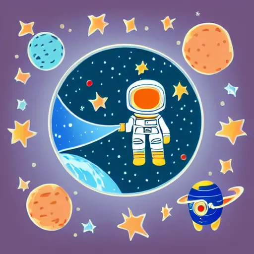 Image similar to cute astronaut sticker art, vector art, concept, white background