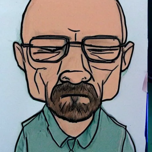 Image similar to child's drawing depiction of walter white