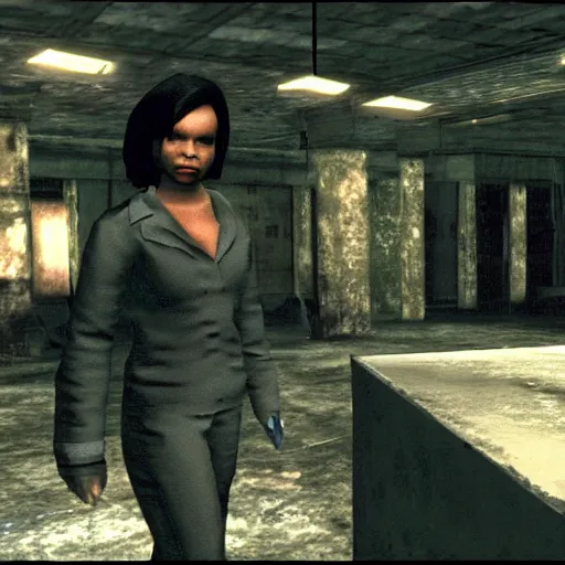 Image similar to Condoleezza Rice in Resident Evil on the original Playstation, game screenshot
