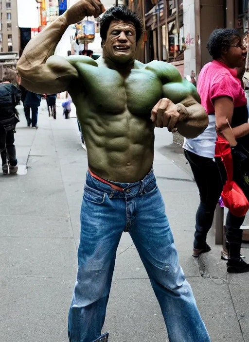 Image similar to Candid street portrait of The Incredible Hulk , Humans of New York, 2011