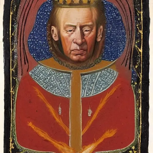 Prompt: king doland trump, medieval painting