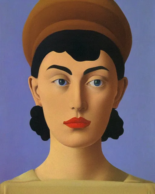 Prompt: portrait of a lady by rene magritte