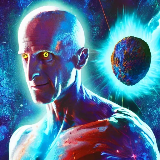 Prompt: a macro portrait of Doctor Manhattan destroying the universe with a snap, hyperdetailed, artstation, 8k,