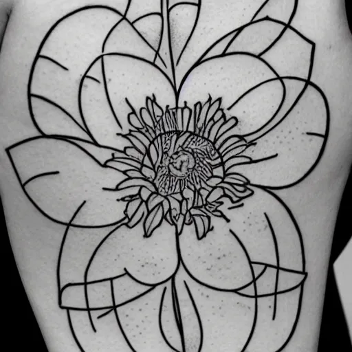 Prompt: beautiful flower in Voynich manuscript style. outline tattoo design, black ink on white paper