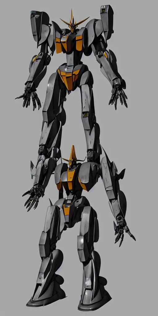 Image similar to distinct 3 d model, full body sci - fi mecha arc angel, machine wing, gundam wing style armor, pacific rim style jaeger, wide armored helmet jaeger, kaiju, kaiju in metal exoskeleton