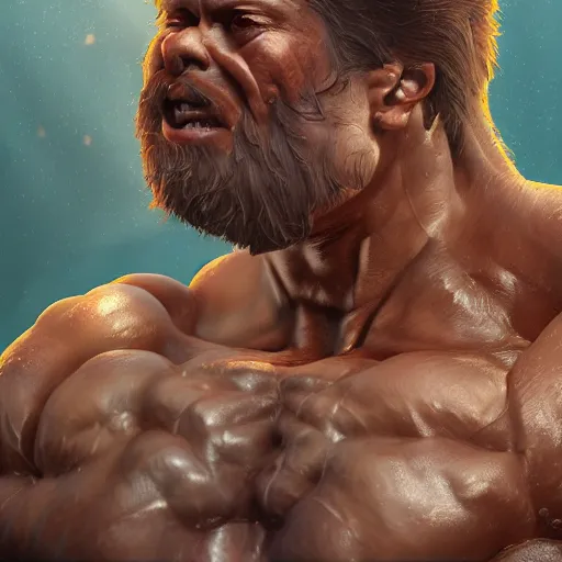 Image similar to bodybuilder panada, au naturel, hyper detailed, digital art, trending in artstation, cinematic lighting, studio quality, smooth render, unreal engine 5 rendered, octane rendered, art style by klimt and nixeu and ian sprigger and wlop and krenz cushart