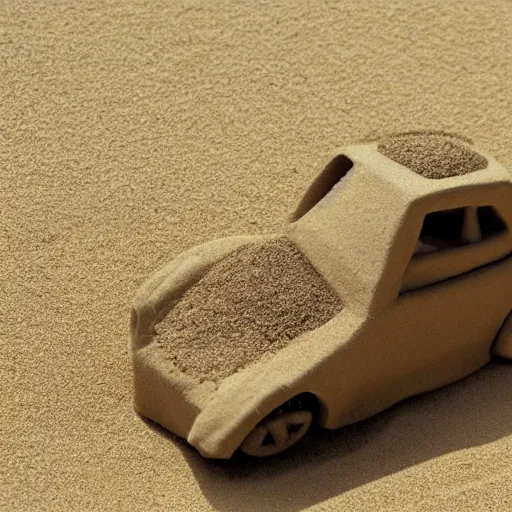 Prompt: A car made of sand photo