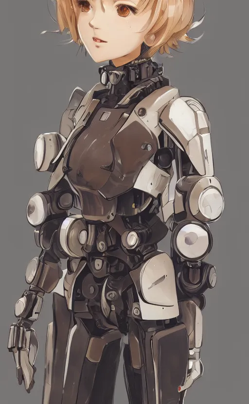 Prompt: a girl, fused mecha parts, vintage clothing, anime style, short hair, hair down, symmetrical facial features, from arknights, hyper realistic, 4 k, rule of thirds, extreme detail, detailed drawing, trending artstation, hd, d & d, realistic lighting, by alphonse mucha, greg rutkowski, sharp focus, backlit