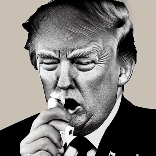 Prompt: a high detail photo of donald trump smoking a cigarrette, subject= donald trump, subject detail: extremly detailed, subject action: smoking a cigar, photorealism, dramatic lighting, award winning photograph, trending on artstation