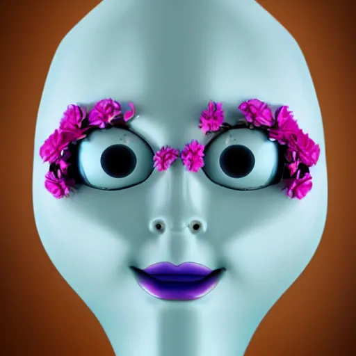 Image similar to female robot face with flower antennas