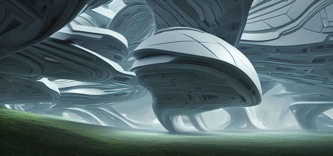 Image similar to a futuristic biome, designed by zaha hadid, sci - fi, digital art by beeple