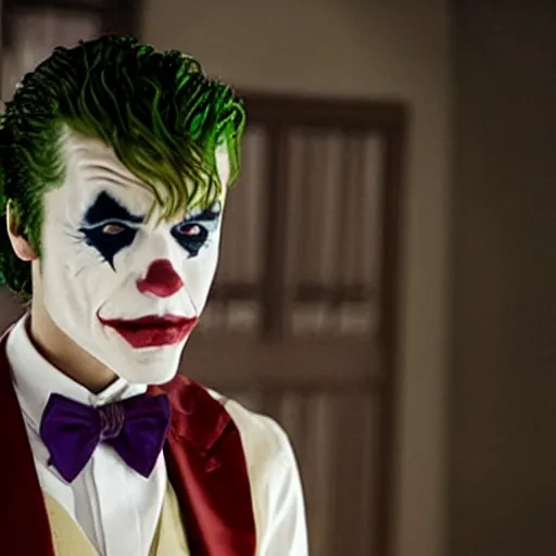 Image similar to movie still of justin bieber as the joker