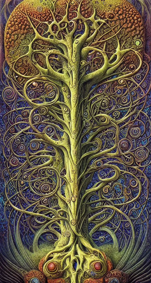 Image similar to tree of life by roger dean and andrew ferez, art forms of nature by ernst haeckel, divine chaos engine, symbolist, visionary, art nouveau, botanical fractal structures, organic, detailed, realistic, surreality