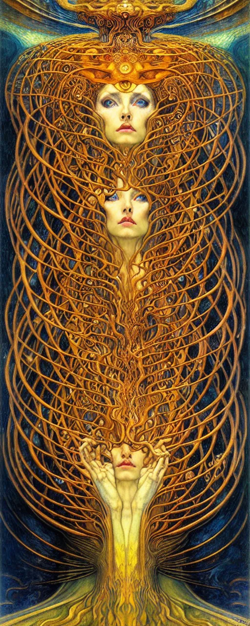 Image similar to Divine Chaos Engine by Karol Bak, Jean Delville, William Blake, Gustav Klimt, and Vincent Van Gogh, symbolist, visionary