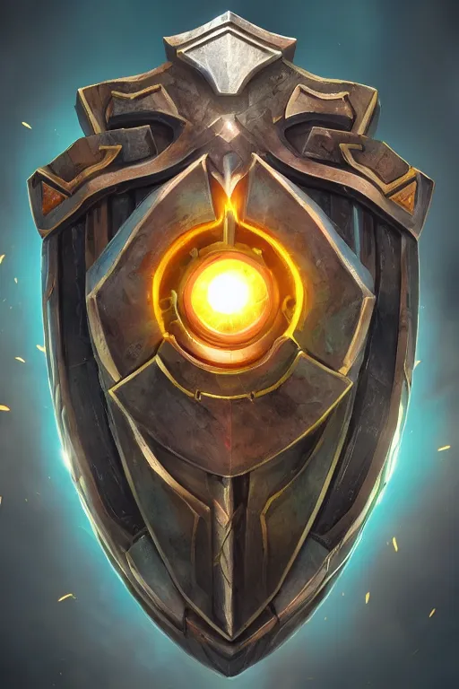 Image similar to shield fantasy epic legends game icon stylized digital illustration radiating a glowing aura global illumination ray tracing hdr fanart arstation by ian pesty and katarzyna da „ bek - chmiel