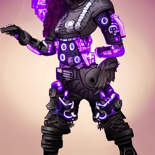 Image similar to a portrait photo of a futuristic sci - fi pirate, purple themed, cybernetically enhanced pirate, cyborg