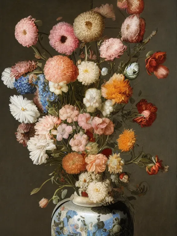 Prompt: Vase of Flowers 1722 Jan van Huysum ,getty museum jan van huysum flowers but made of little robotic structures