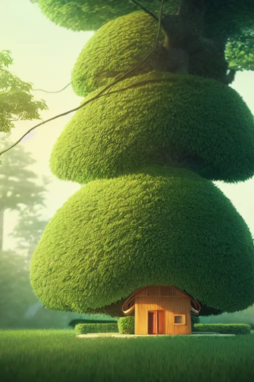 Image similar to the tree is a house, studio ghibli, octane render, 4 k